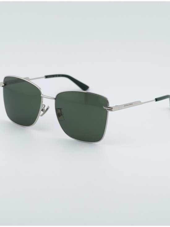Bottega Veneta BV1237S 003 Sunglasses Silver Square Frame, Green Lenses main image 5